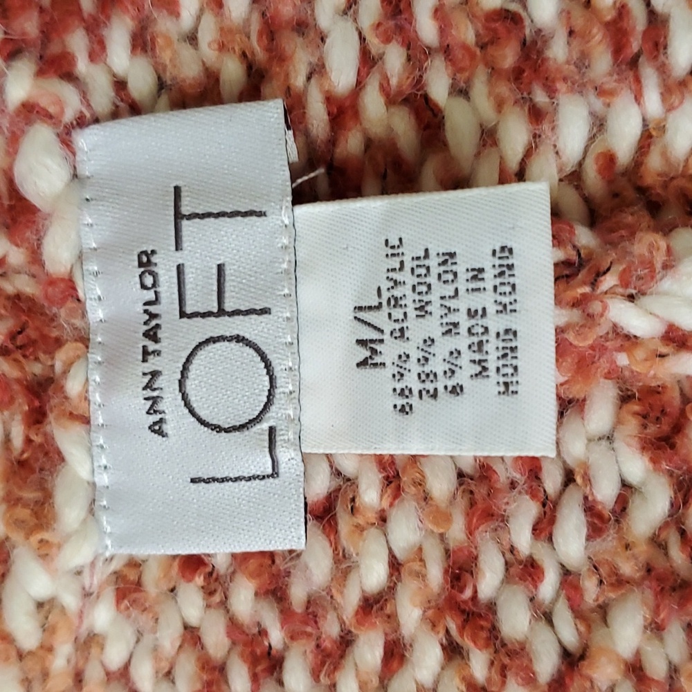 Ann Taylor Loft Cape shawl Orange/ White Sz.M/L . - Picture 6 of 8